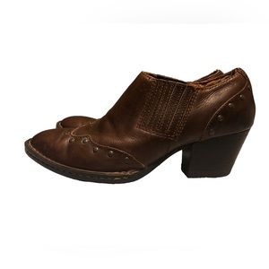 Born Leather Western Ankle Embellished Studded booties